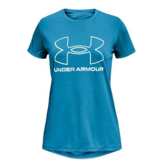 NWT Girls Under‎ Armour Big Logo Tech Tee Size YM - Picture 1 of 4